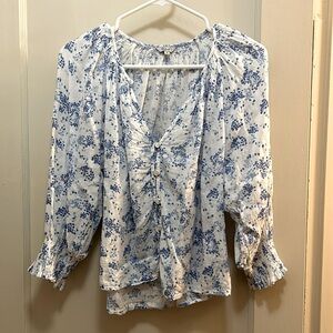 Rails Mariah Floral Blue Blouse Small